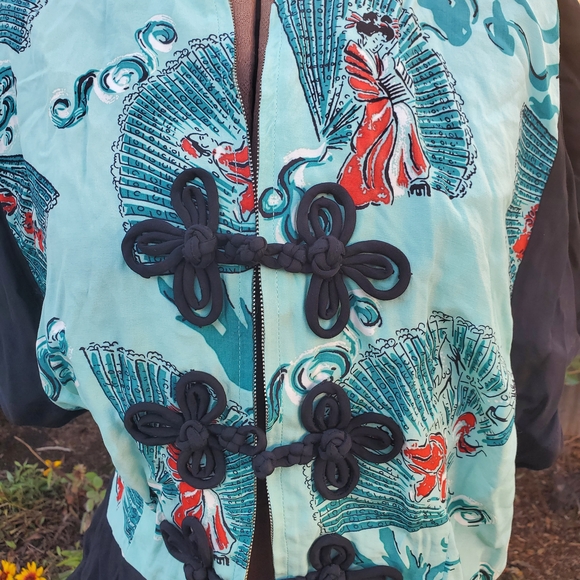 Trashy Diva Black and Teal Fan Pattern Jacket - Picture 2 of 7